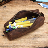 Pratical Leather Zipper Pen Case Sunglasses Bags CONTACTS FAMILY