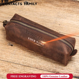 Pratical Leather Zipper Pen Case Sunglasses Bags CONTACTS FAMILY