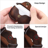 Cowhide Leather Case for AirPods Portable Travel Case for Airpods Pro Charging Case(coffee)